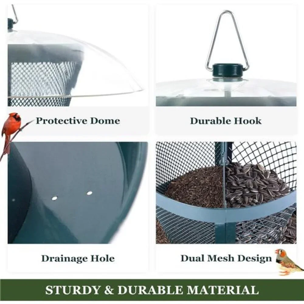 Bird Feeder for Outside, Dual-Use Metal Mesh Wild Bird Feeder with Weatherproof